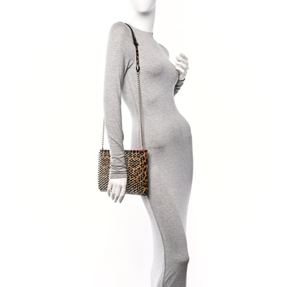 Christian Louboutin Patent Leopard Print Loubiposh Spiked Crossbody Clutch 2 of 9