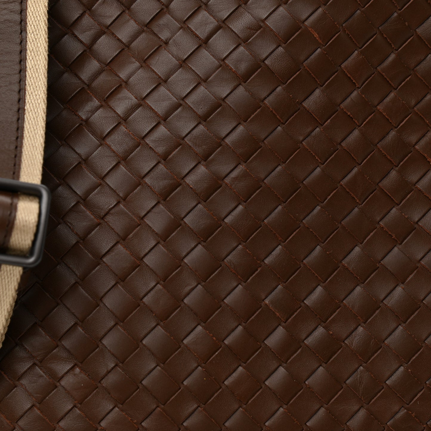 Nappa Intrecciato Crossbody Messenger Bag Brown