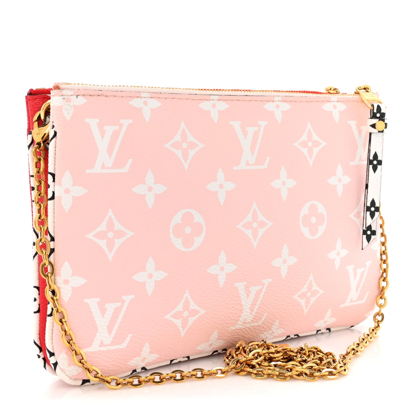 Monogram Giant Double Zip Pochette Rouge
