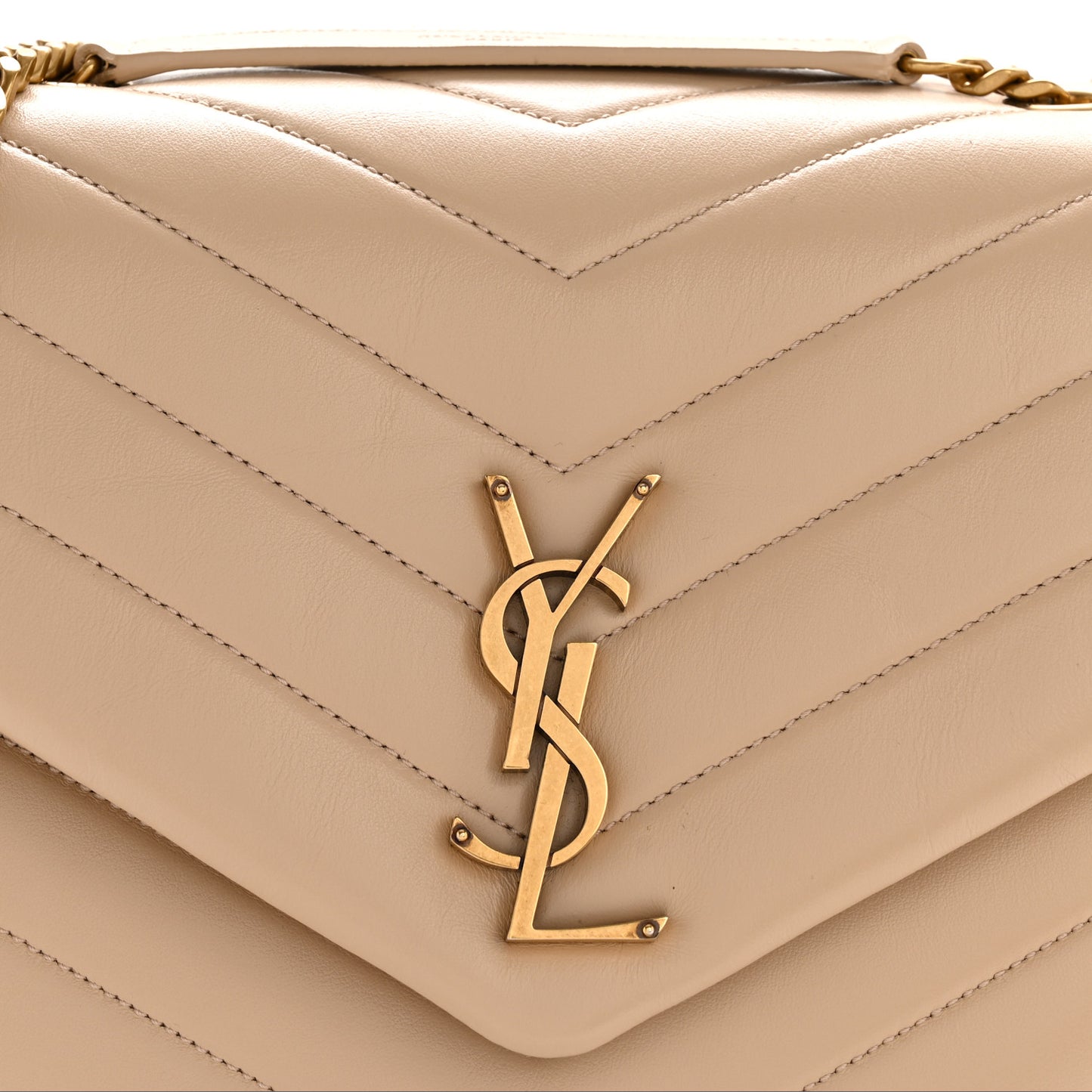 Calfskin Y Quilted Monogram Medium Loulou Chain Satchel Nude Powder