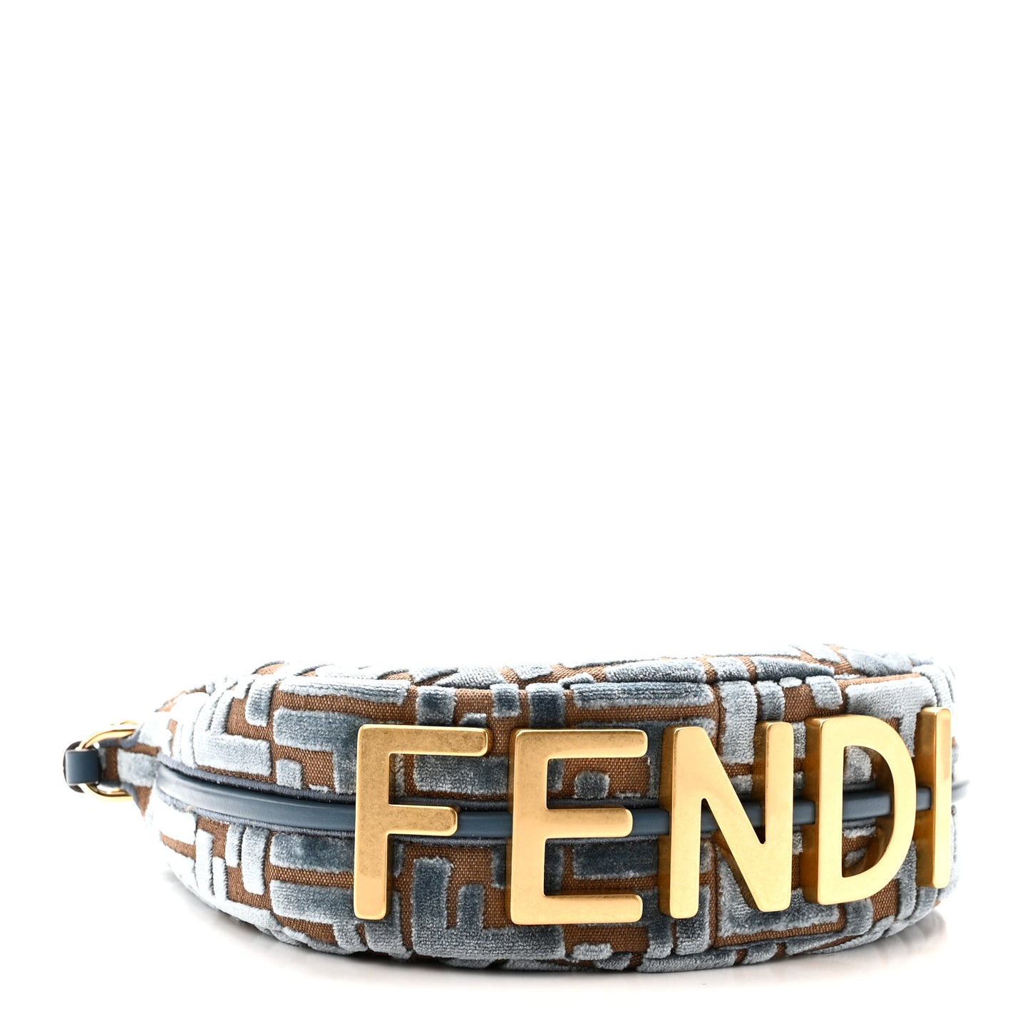 Velluto Jacquard F is Fendi Vitello Grace Mini Fendigraphy Hobo Bag Blue Brown
