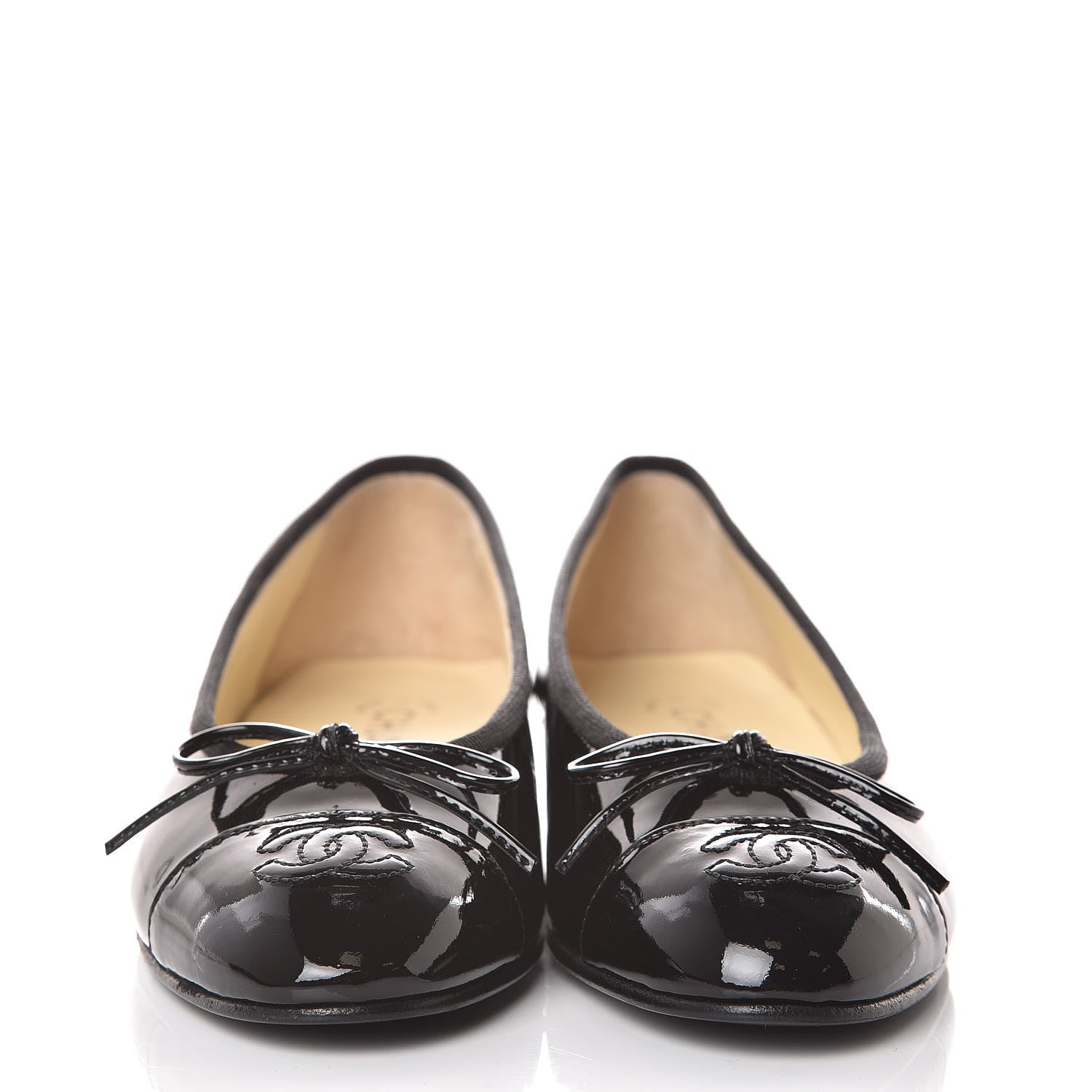 Chanel Patent CC Cap Toe Ballerina Flats 36.5 Black 2 of 9