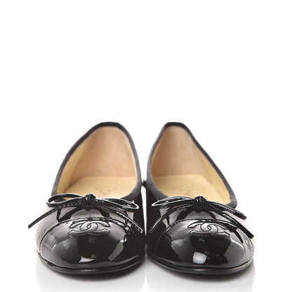 Chanel Patent CC Cap Toe Ballerina Flats 36.5 Black 2 of 9