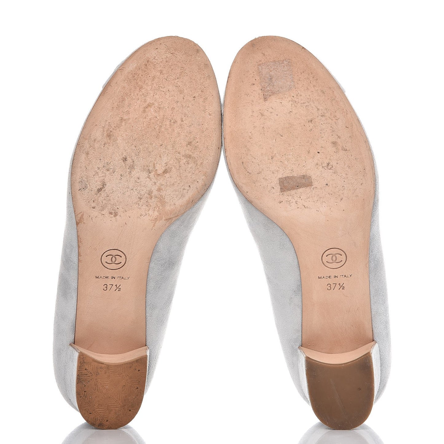 Suede Calfskin Camellia Ballerina Pumps 37.5 Light Blue