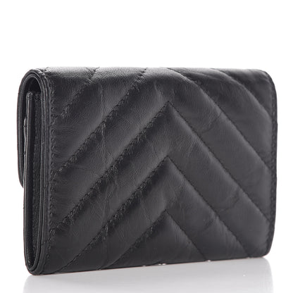 Chanel Aged Calfskin Chevron Quilted Reissue Card Holder Wallet So Black 3 of 11