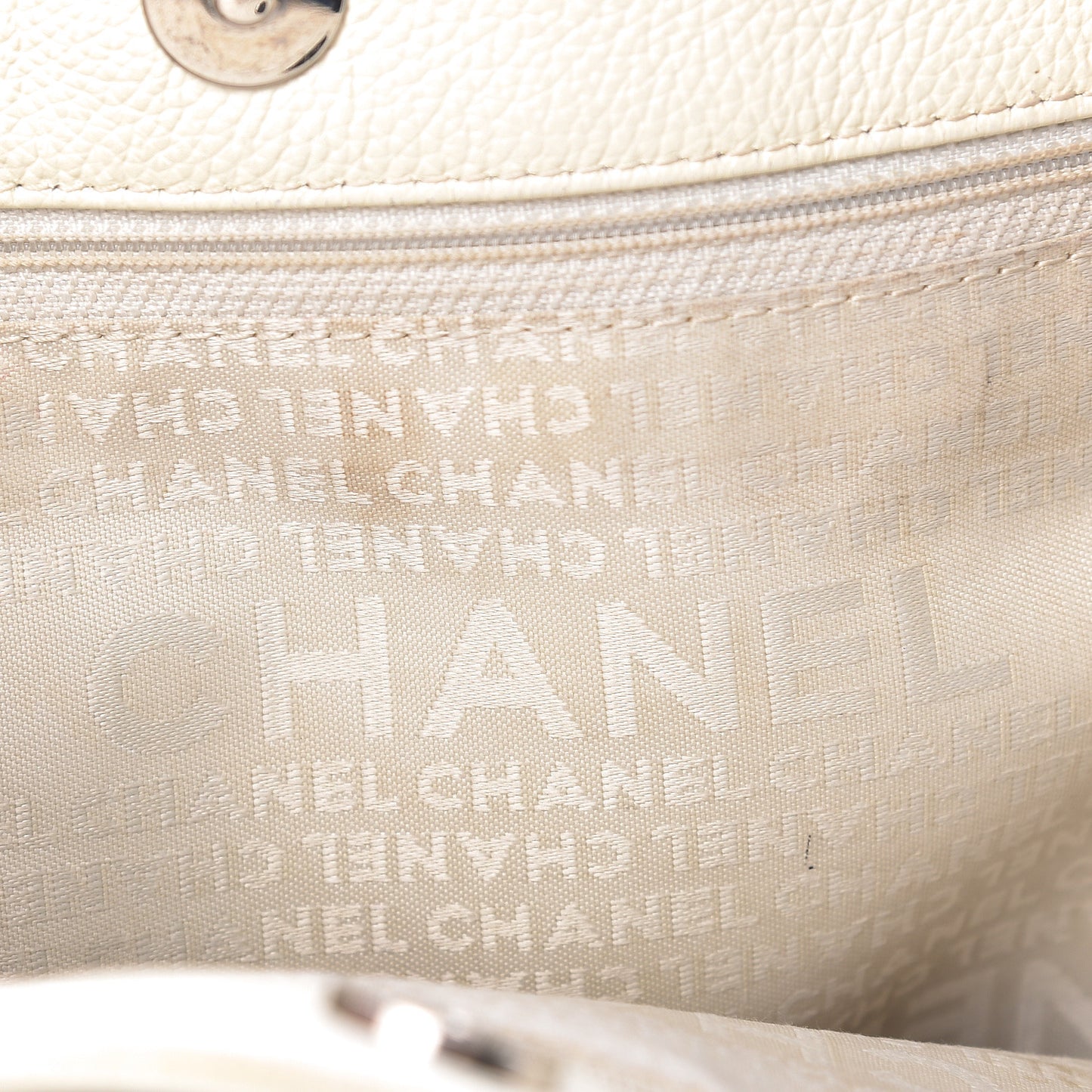 Calfskin Mademoiselle Lock Cerf Shopper Tote White