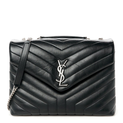 Saint Laurent Calfskin Y Quilted Monogram Medium Loulou Chain Satchel Black 1 of 11