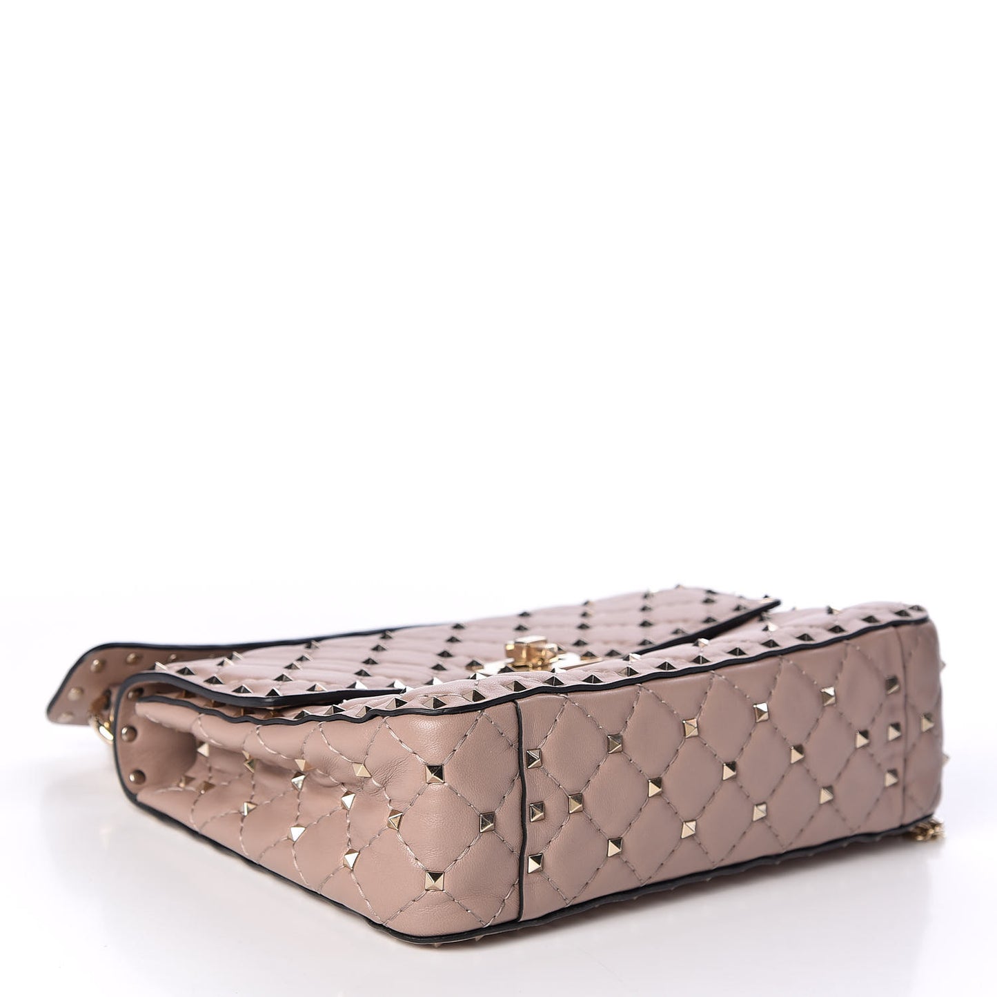 Lambskin Medium Rockstud Spike Shoulder Bag Poudre