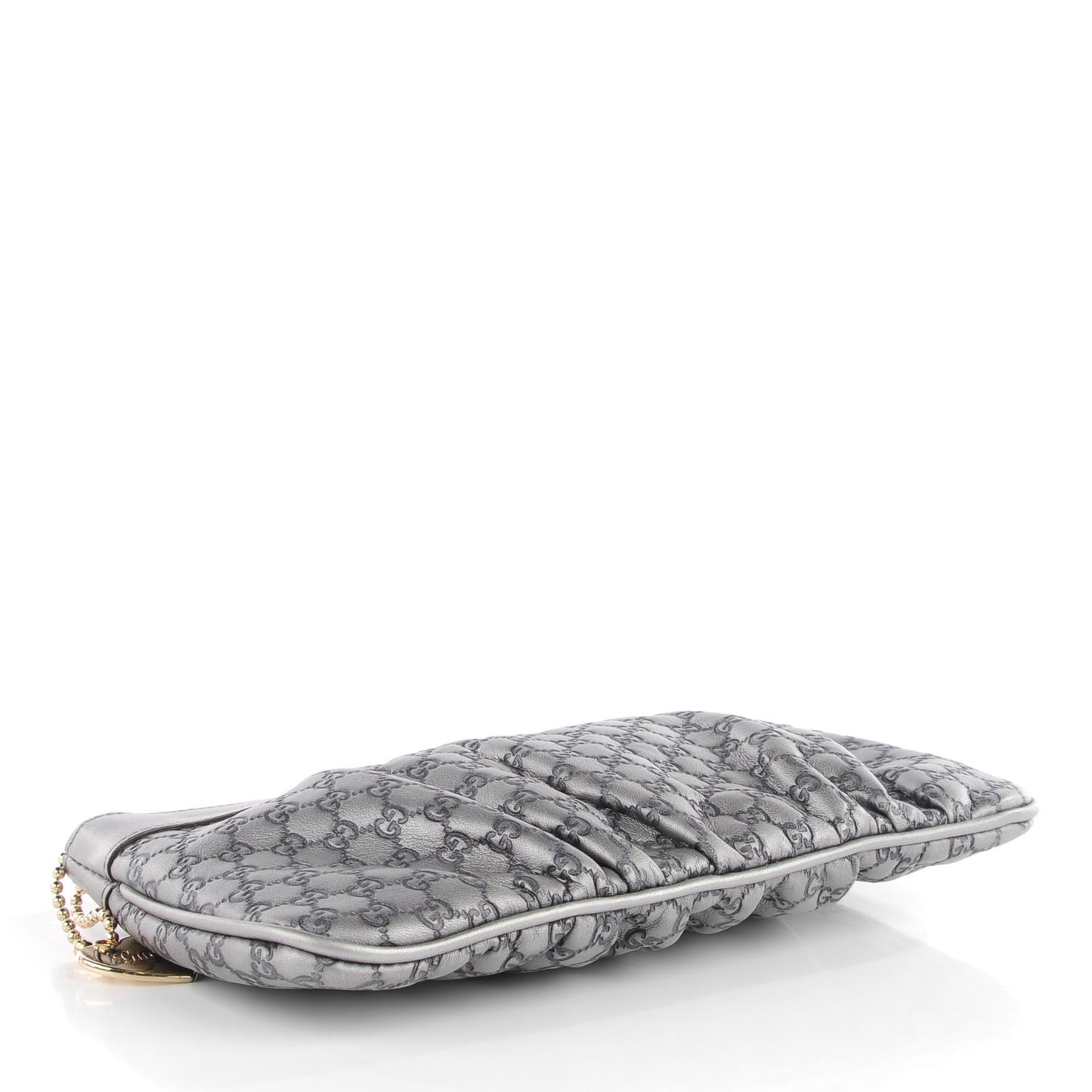 Metallic Microguccissima Heart Wristlet Grey