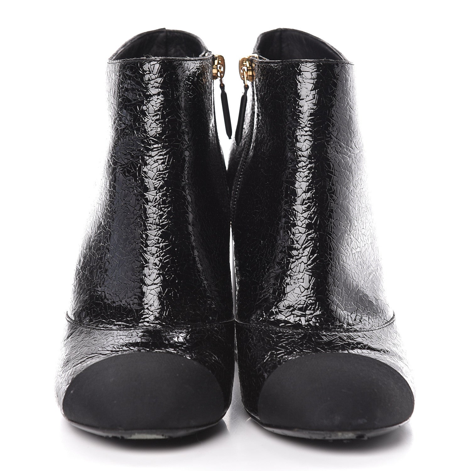 Chanel Patent Pearl Cap Toe Ankle Boots 39.5 Black 2 of 12