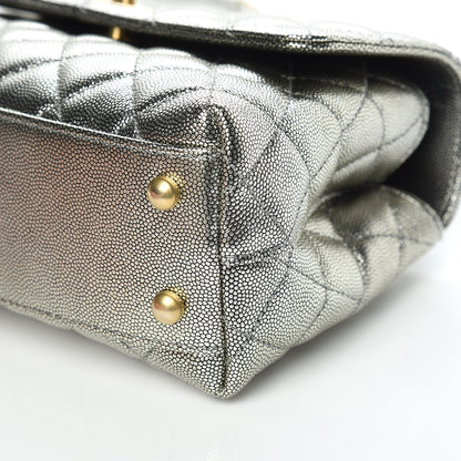 Chanel Metallic Caviar Quilted Mini Coco Handle Flap Silver 9 of 11