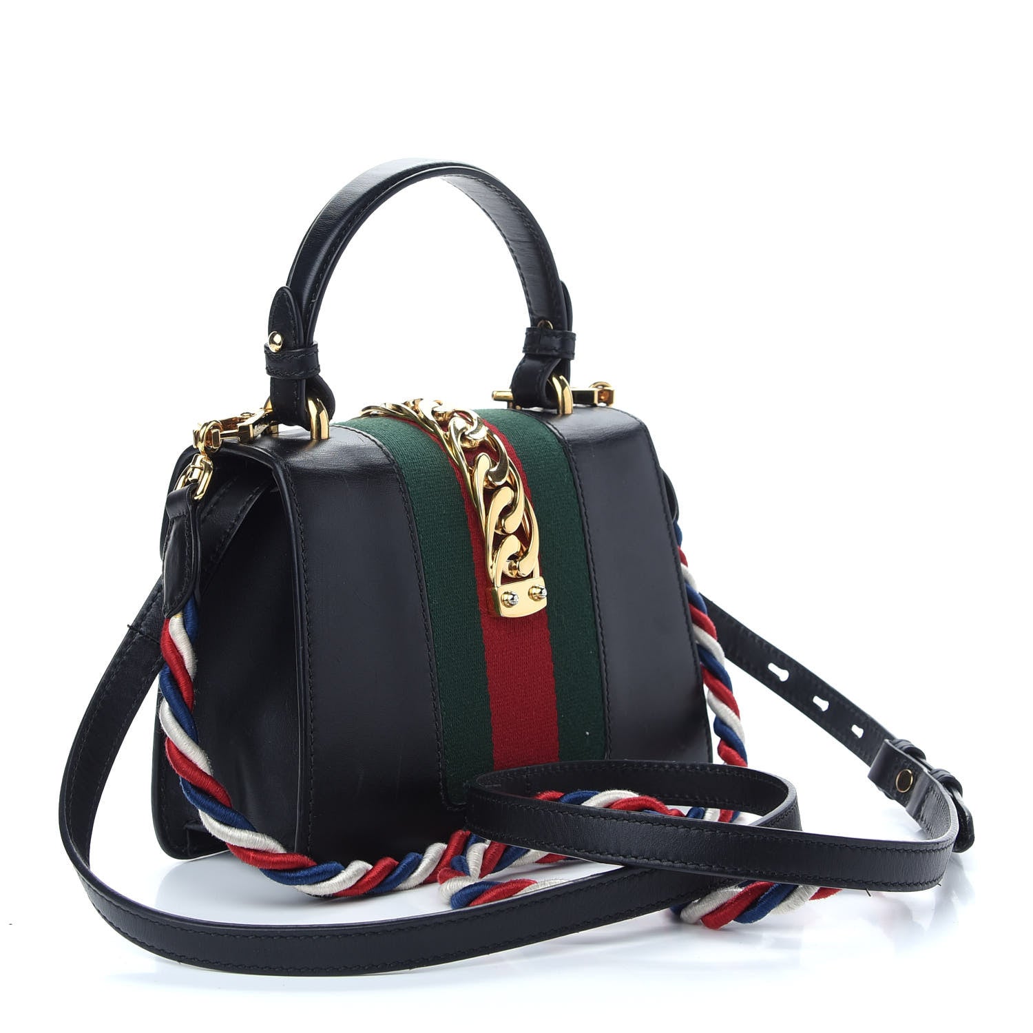 Gucci Calfskin Mini Sylvie Top Handle Bag Black 3 of 9