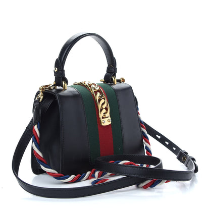 Gucci Calfskin Mini Sylvie Top Handle Bag Black 3 of 9