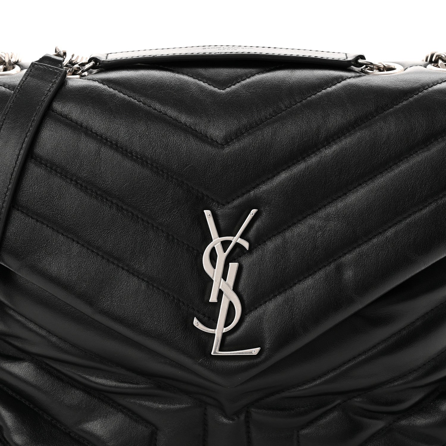Saint Laurent Calfskin Y Quilted Monogram Medium Loulou Chain Satchel Black 7 of 9