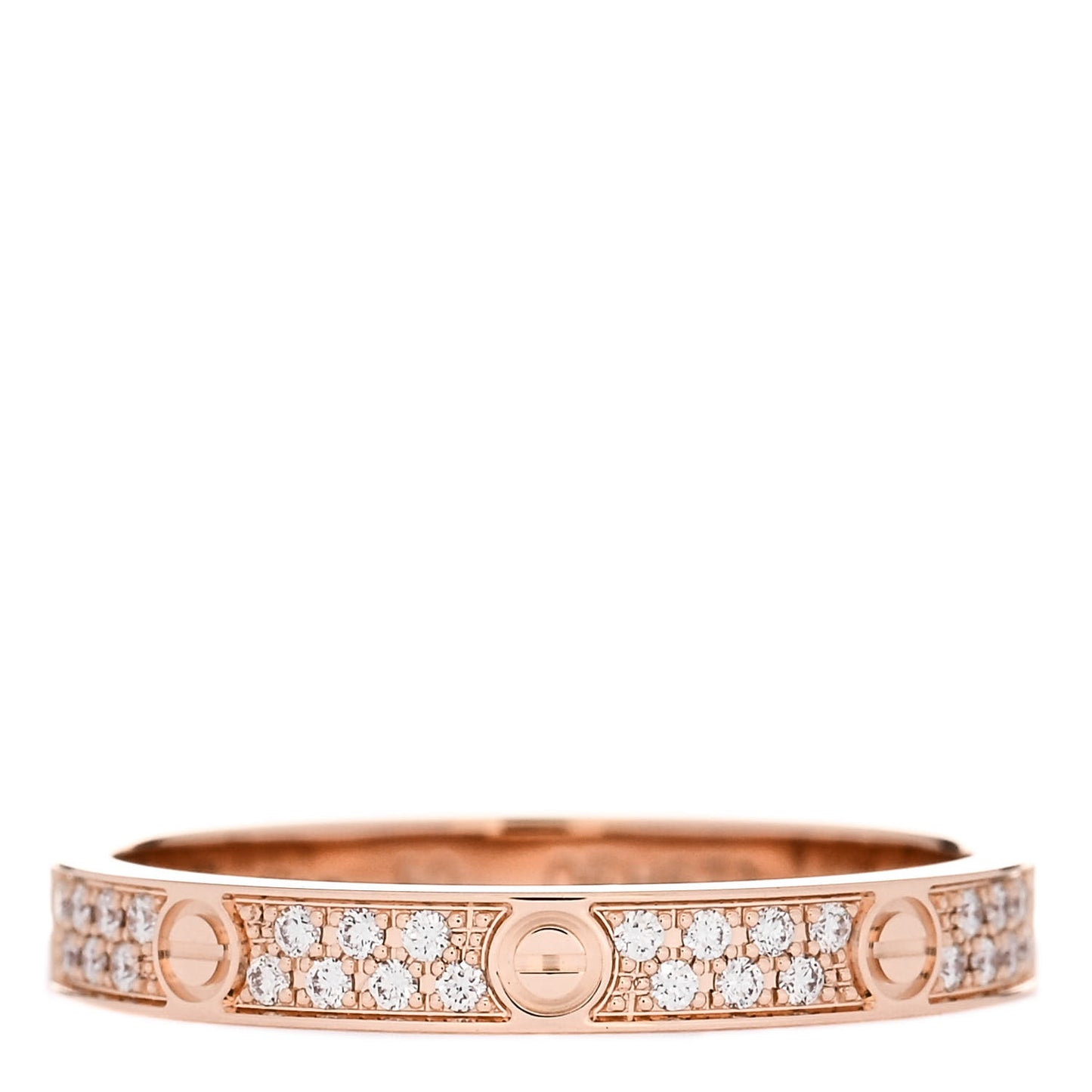 18K Pink Gold Diamond 2.6mm LOVE Paved Band Ring 50 5.25