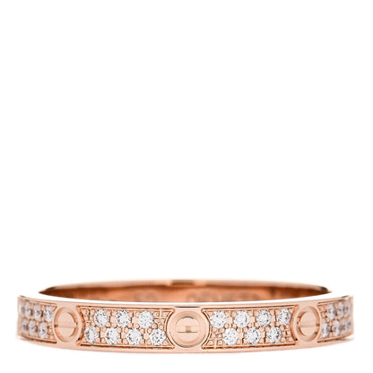 Cartier 18K Pink Gold Diamond 2.6mm LOVE Paved Band Ring 50 5.25 1 of 6