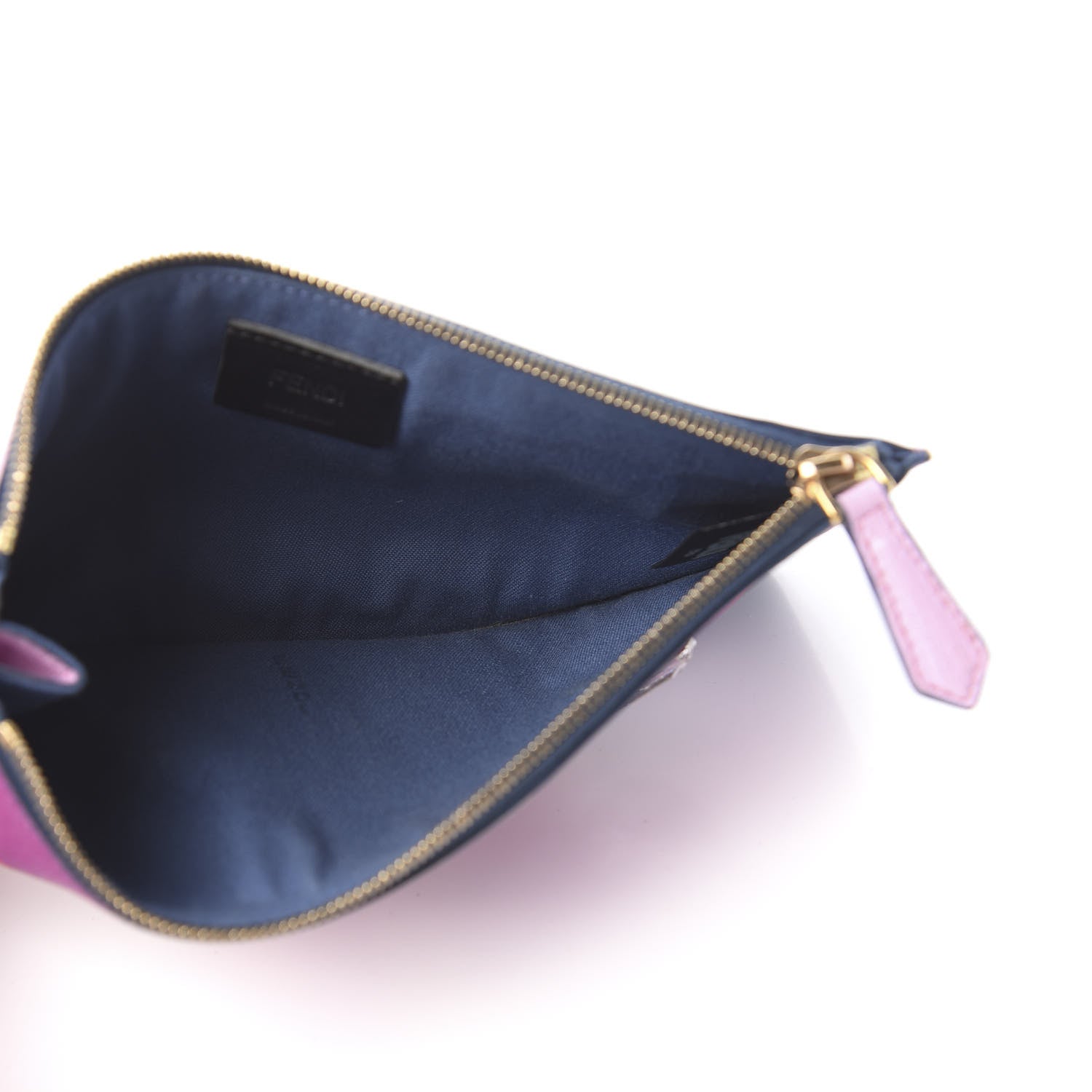 Fendi Vitello Elite Crystal Eye Monster Zip Pouch Cobalt Multicolor 5 of 10