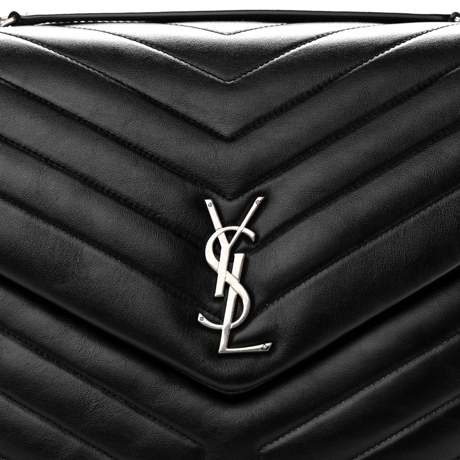 Saint Laurent Calfskin Y Quilted Monogram Large Loulou Chain Satchel Black 12 of 16
