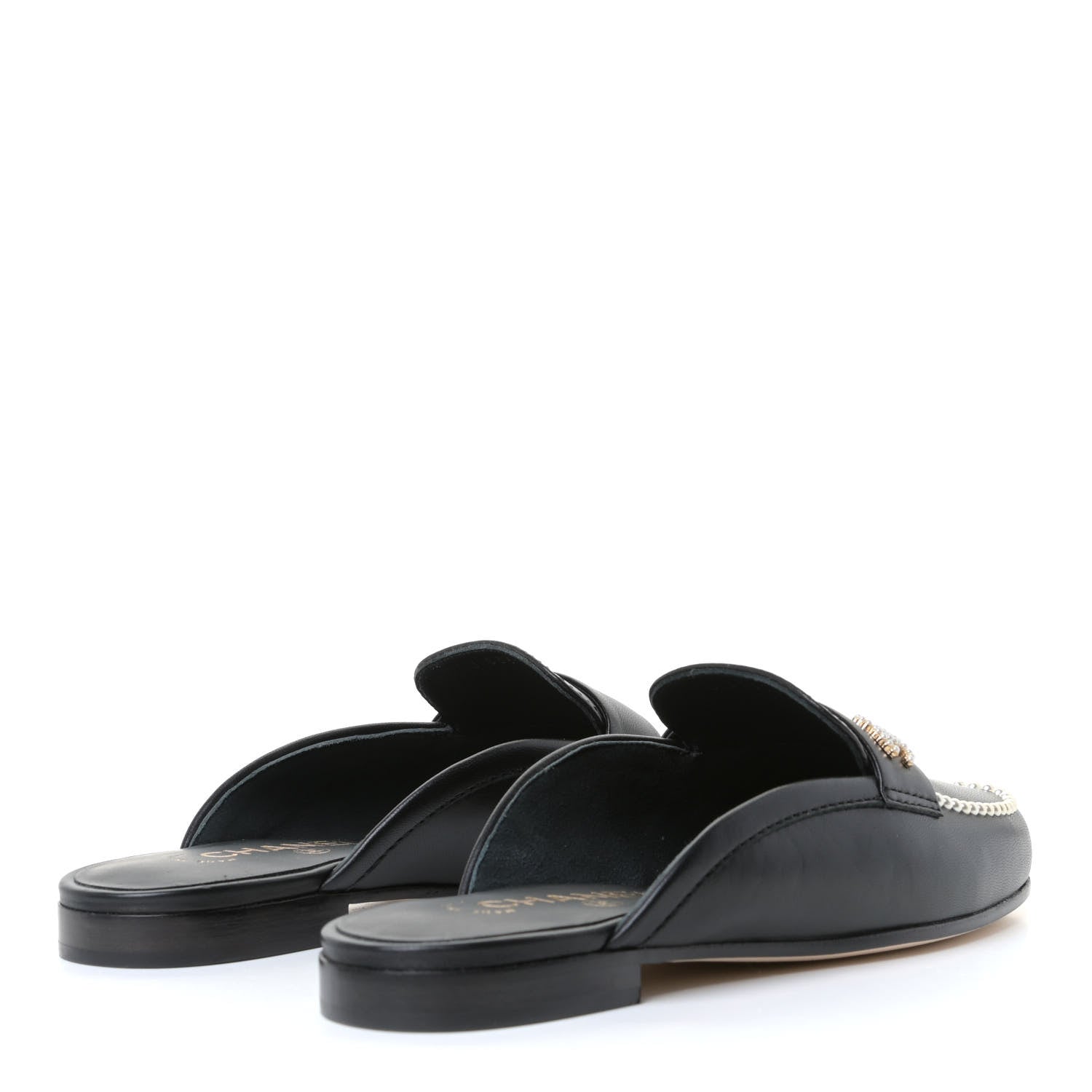 Chanel Lambskin Pearl CC Mules 36 Black 3 of 12