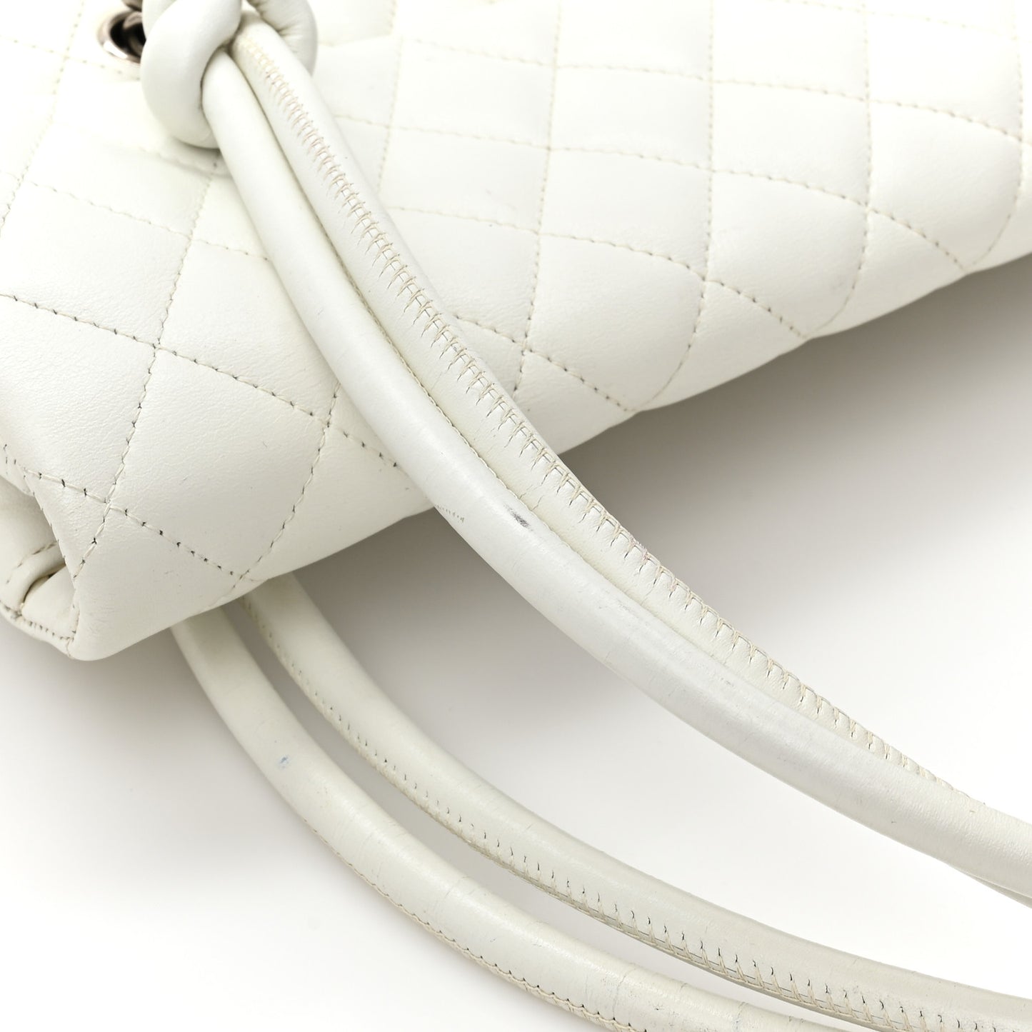 Calfskin Quilted Large Cambon Flap White Black