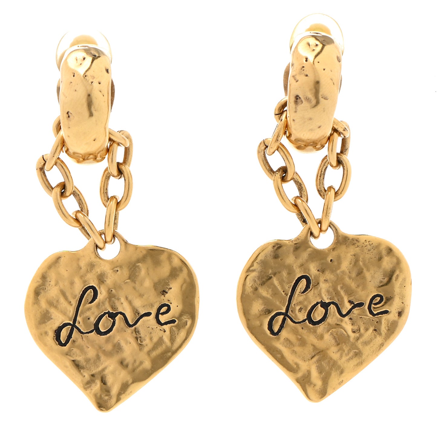 Metal Love Heart Earrings Gold