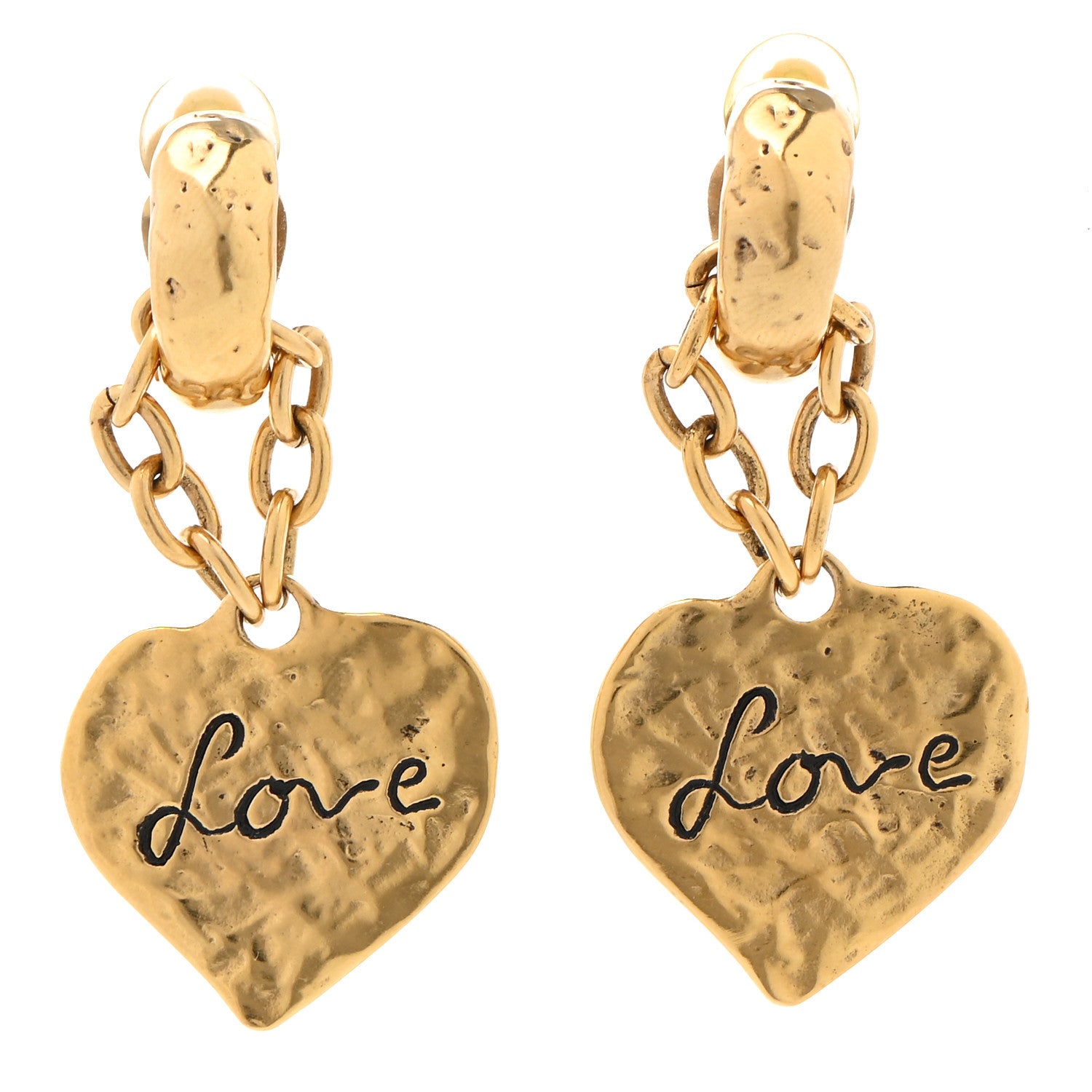 Saint Laurent Metal Love Heart Earrings Gold 1 of 4
