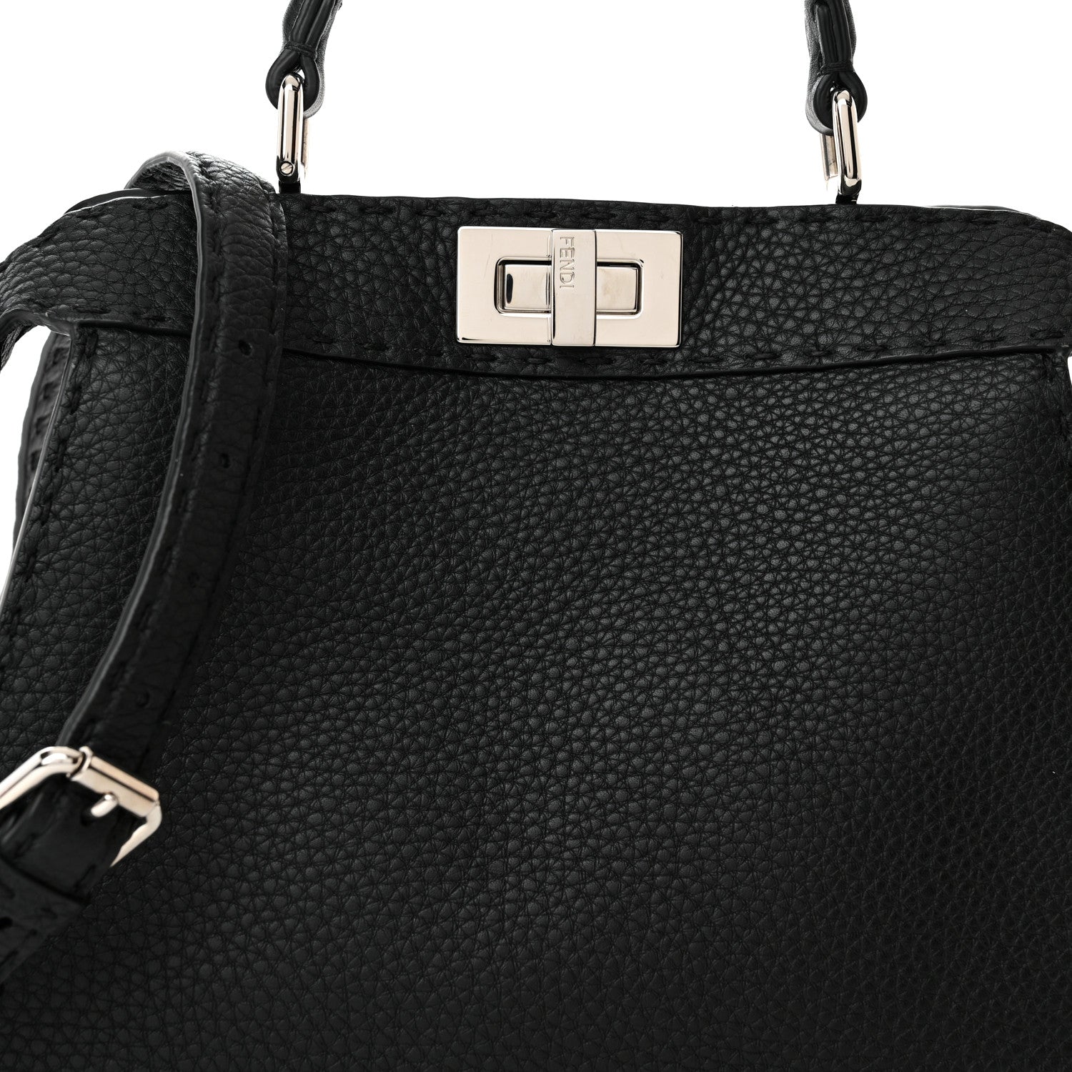Fendi Cuoio Romano Selleria Small Peekaboo I SEE U Satchel Black Camel Sunflower 8 of 10