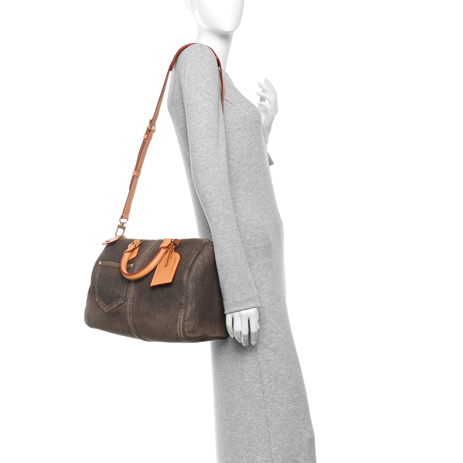 Louis Vuitton Denim Speedy 30 Bandouliere Coffee Bean Brown 2 of 9