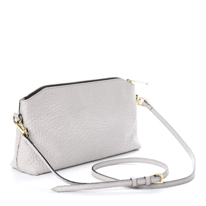 Burberry Signature Grain Calfskin Check Embossed Small Chichester Crossbody Clutch Bag Pale Grey 3 of 9