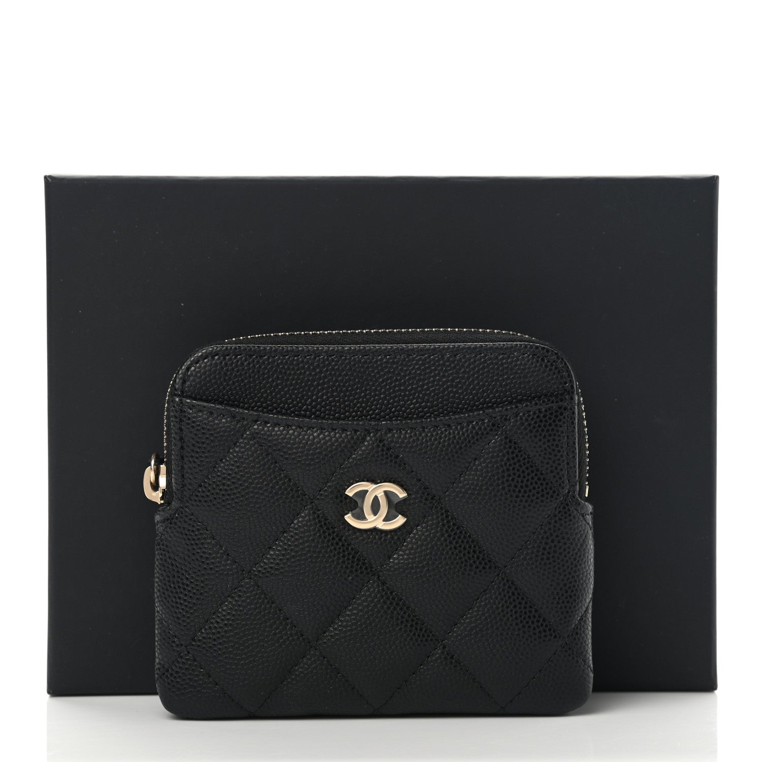 Chanel Caviar Quilted Zip Card Holder Wallet Black 9 of 9