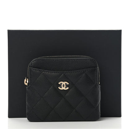 Chanel Caviar Quilted Zip Card Holder Wallet Black 9 of 9
