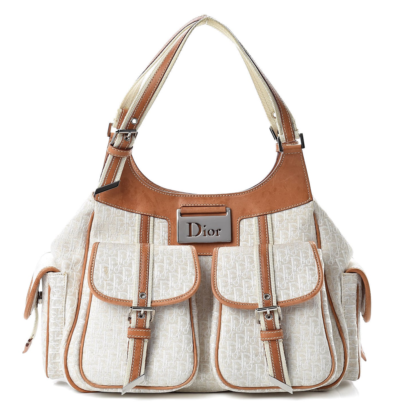 Monogram Tote White Tan