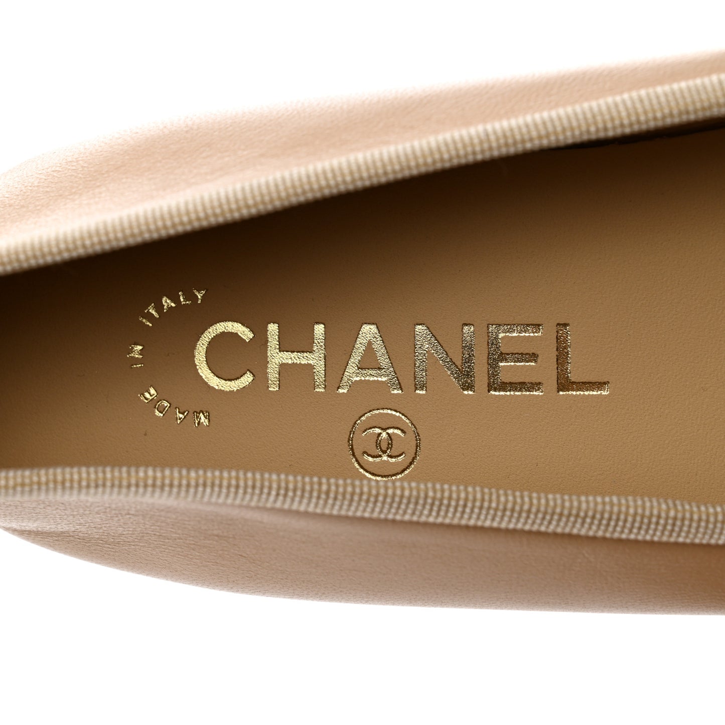 Lambskin Cap Toe CC Ballerina Flats 37 Beige Black