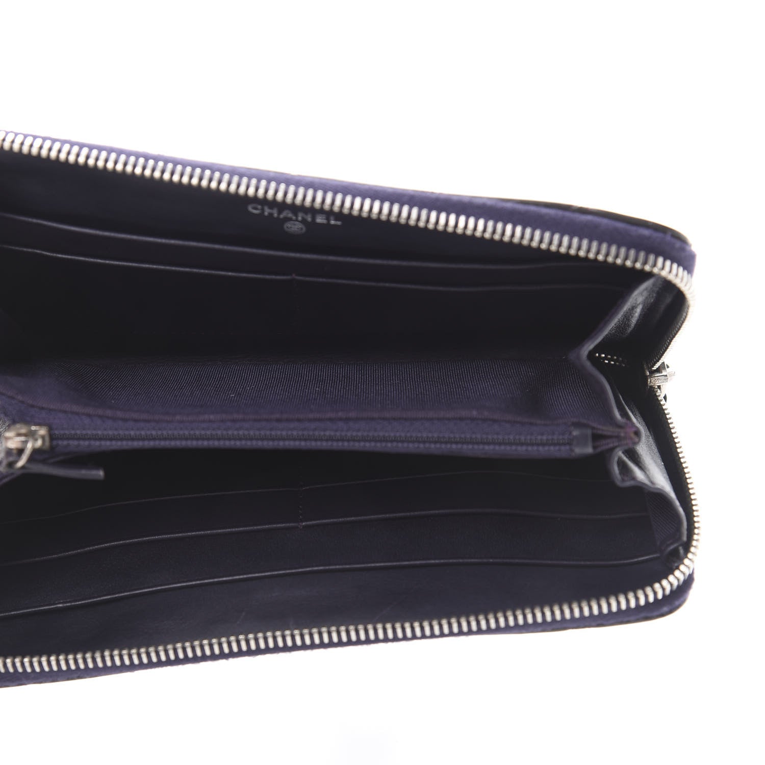 Chanel Patent Quilted Small Zip Around Wallet Dark Purple 5 of 13