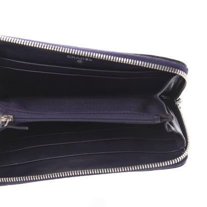 Chanel Patent Quilted Small Zip Around Wallet Dark Purple 5 of 13