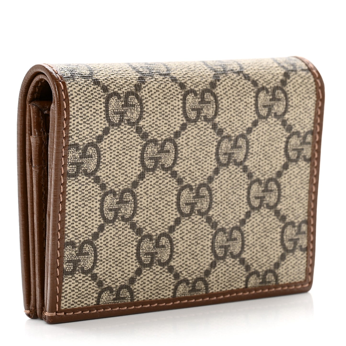 GG Supreme Monogram Horsebit 1955 Card Case Wallet Beige Ebony Brown Sugar