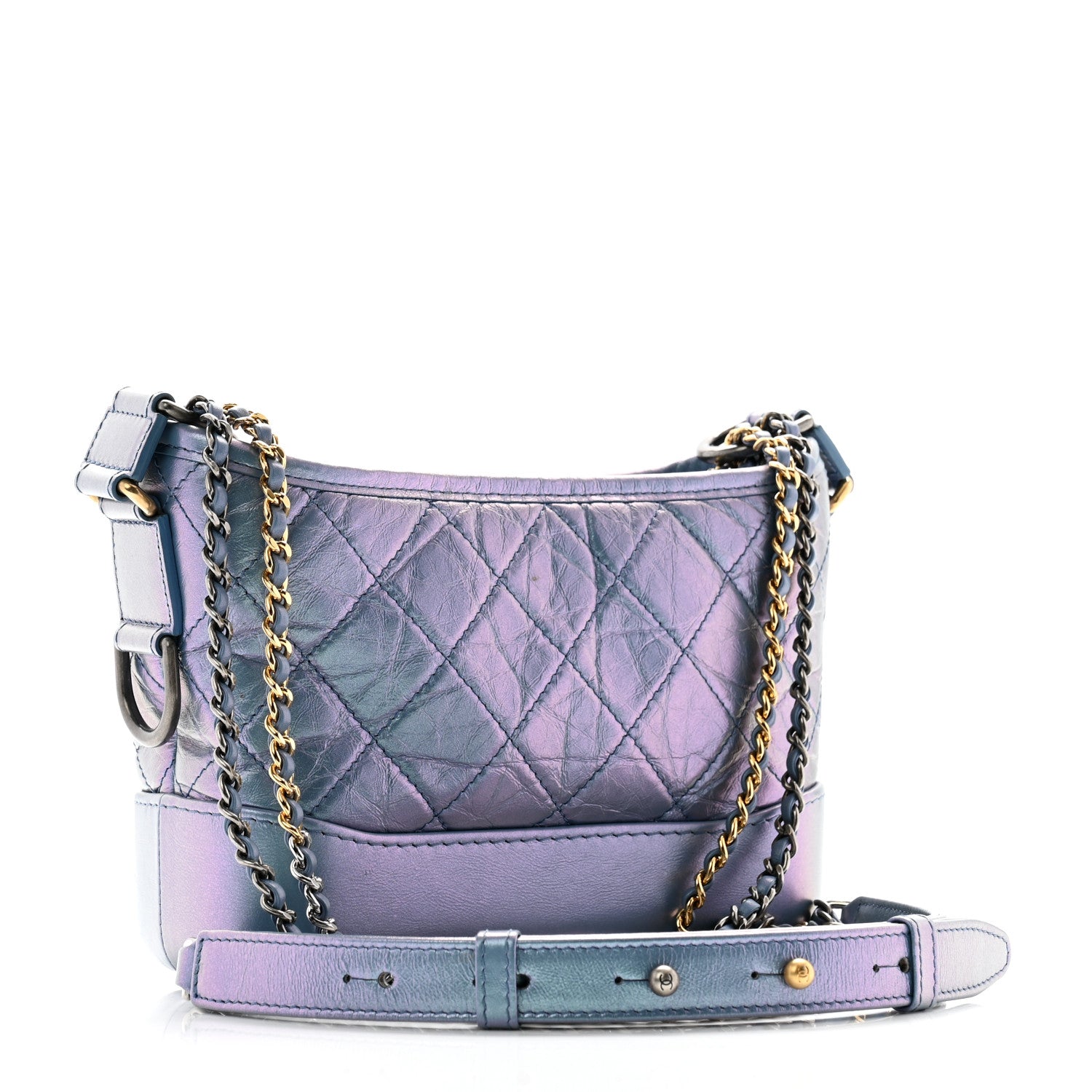 Chanel Iridescent Aged Calfskin Quilted Small Gabrielle Hobo Blue 3 of 11