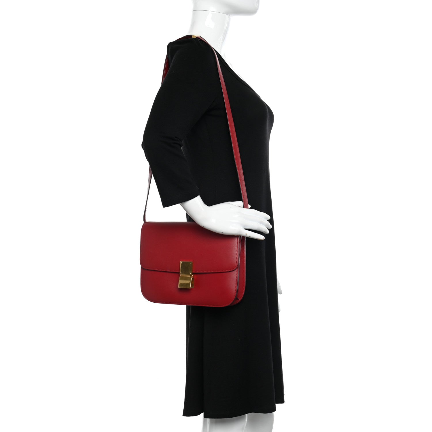 Celine Box Calfskin Medium Classic Box Flap Bag Red 2 of 11
