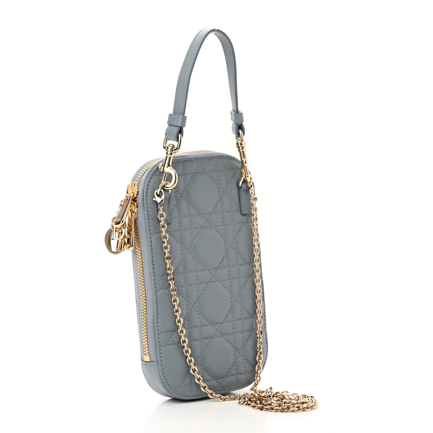 Christian Dior Lambskin Cannage Lady Dior Phone Holder Cloud Blue 3 of 10