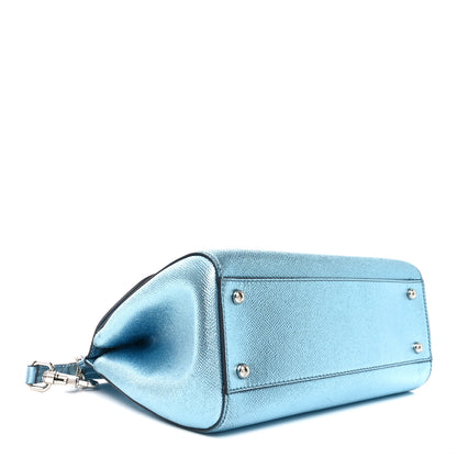 Dolce & Gabbana Metallic Dauphine Medium Miss Sicily Satchel Blue 4 of 9