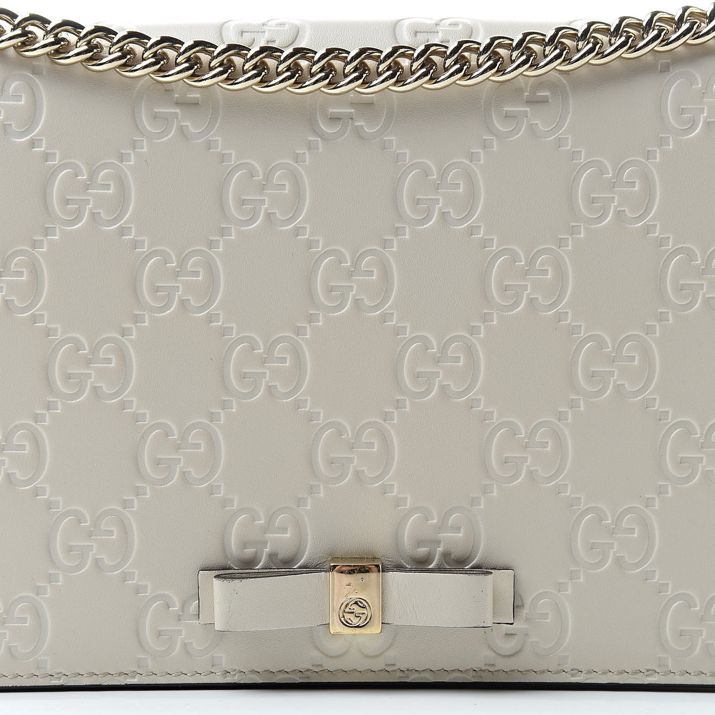 Guccissima Signature Bowy Chain Wallet Mystic White