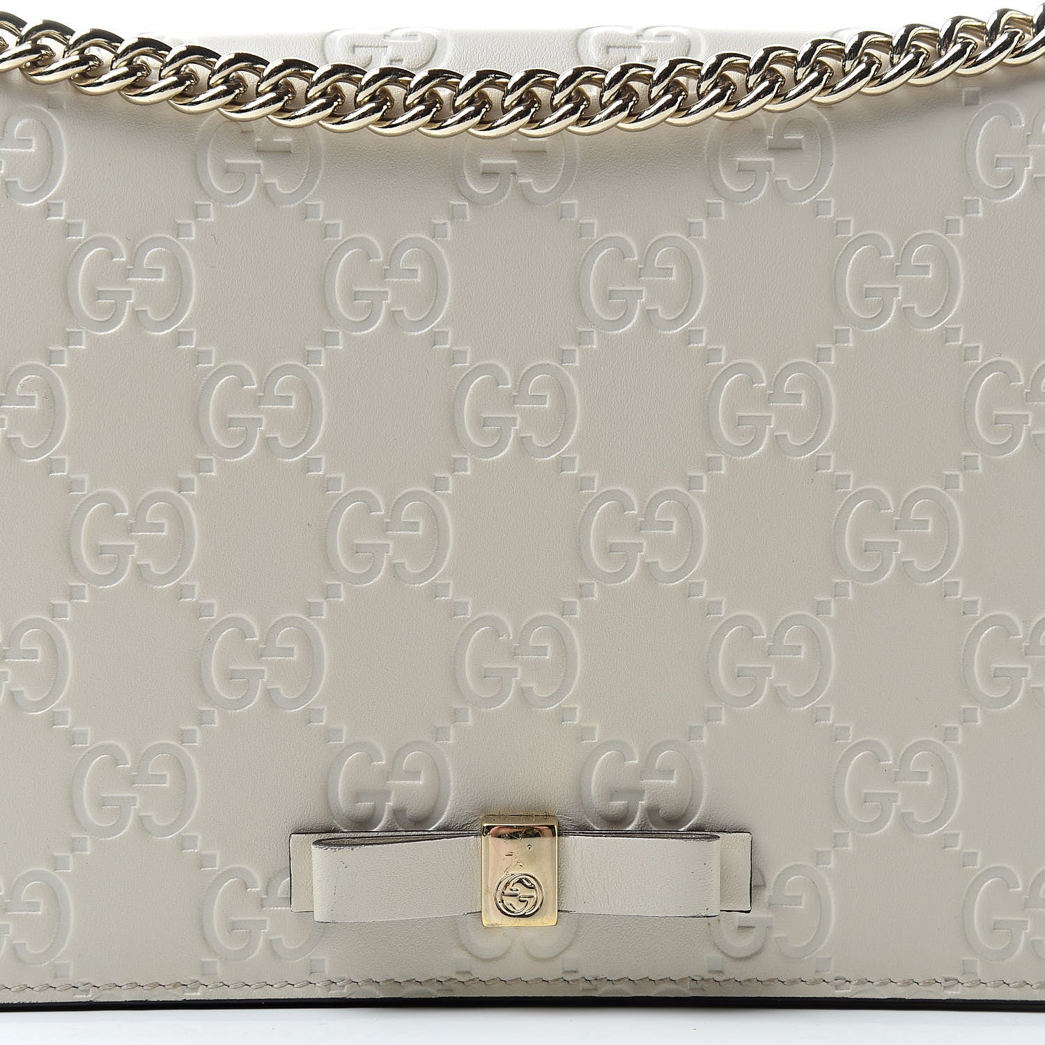 Gucci Guccissima Signature Bowy Chain Wallet Mystic White 7 of 9