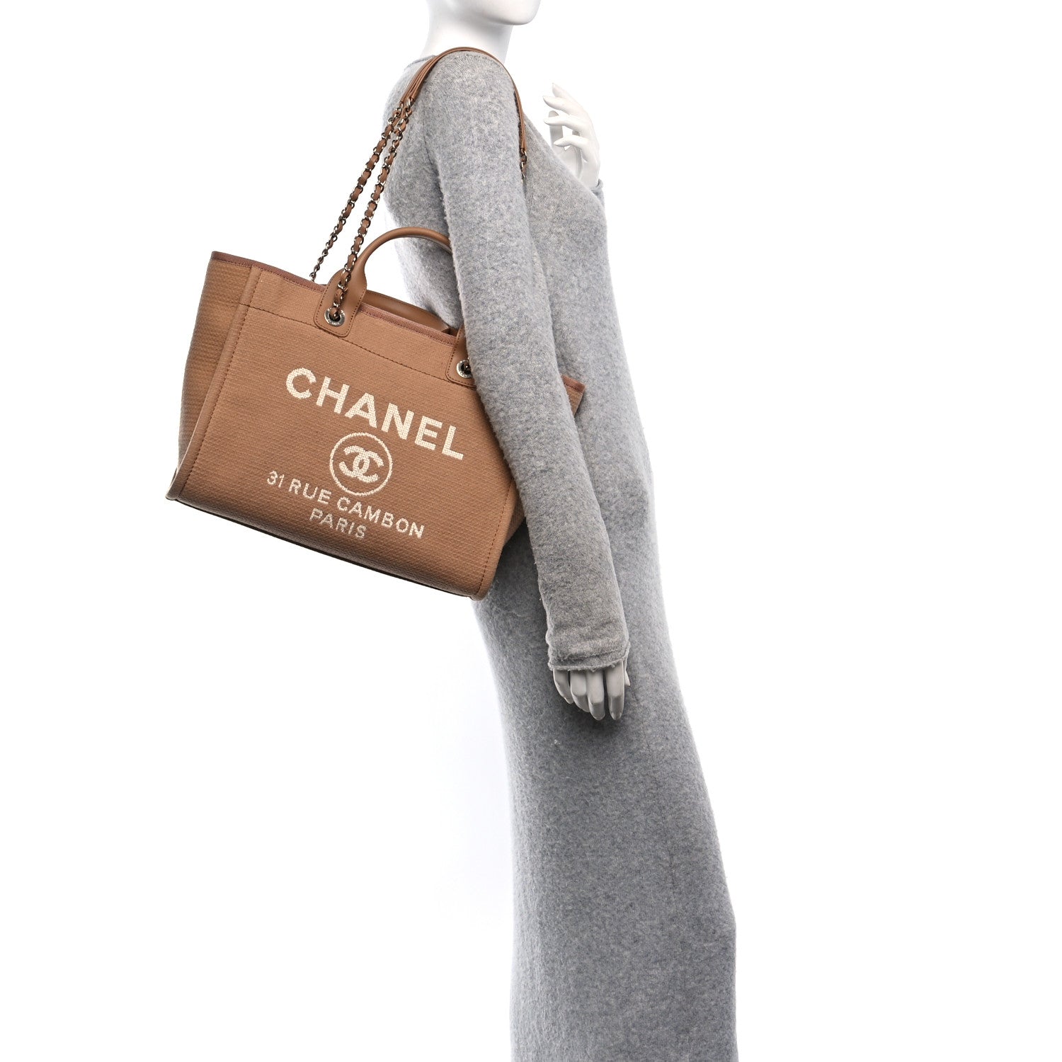 Chanel Mixed Fibers Small Deauville Tote Camel 3 of 11