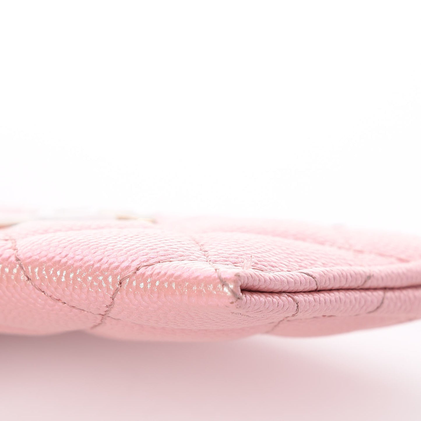 Iridescent Caviar Quilted Card Holder Rose Pink