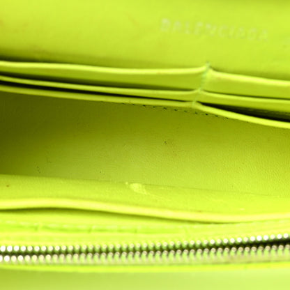 Balenciaga Shiny Calfskin Crocodile Embossed Hourglass Chain Bag Fluo Yellow 4 of 9