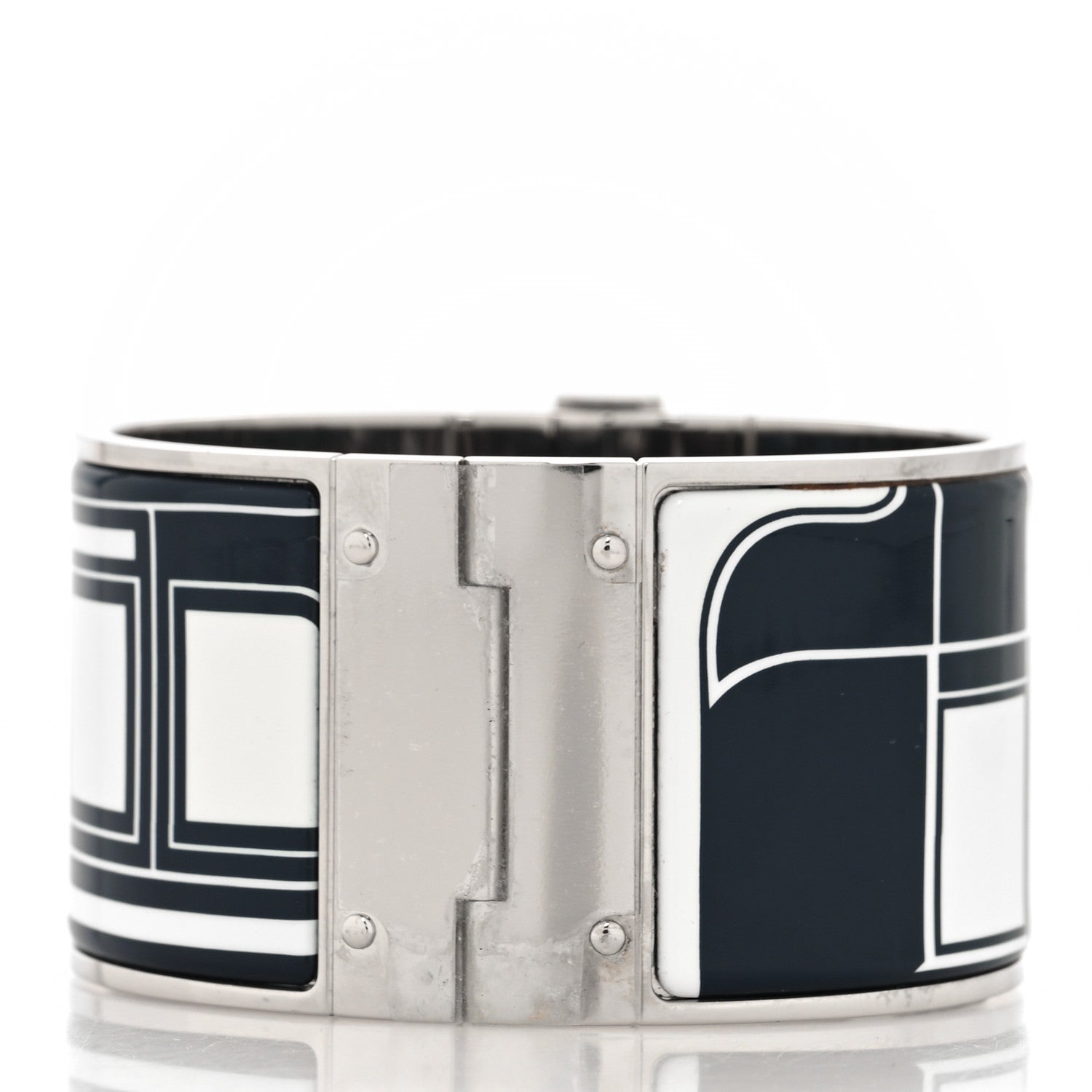 Hermes Enamel Printed Extra Wide Les Coupes Tattoo Hinged Bracelet S Positif Negatif 3 of 5