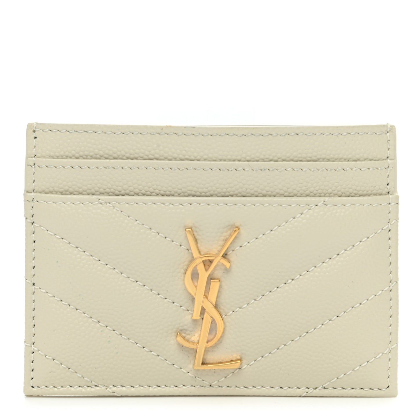 Grain De Poudre Matelasse Chevron Monogram Credit Card Case Sea Salt