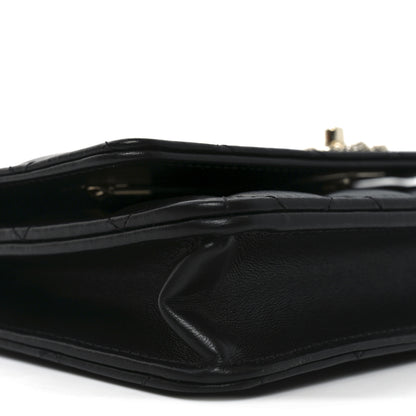 Chanel Lambskin Quilted Crystal Handle Wallet On Chain WOC Black 10 of 11