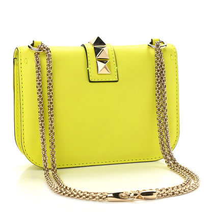 Valentino Garavani Vitello Small Glam Lock Rockstud Flap Neon Yellow 3 of 16