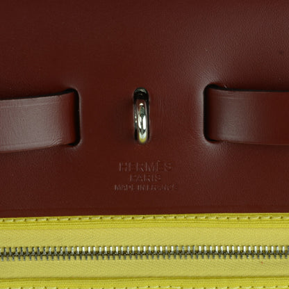 Hermes Vache Hunter Toile Herbag Zip 31 PM Lime Rouge H 7 of 9